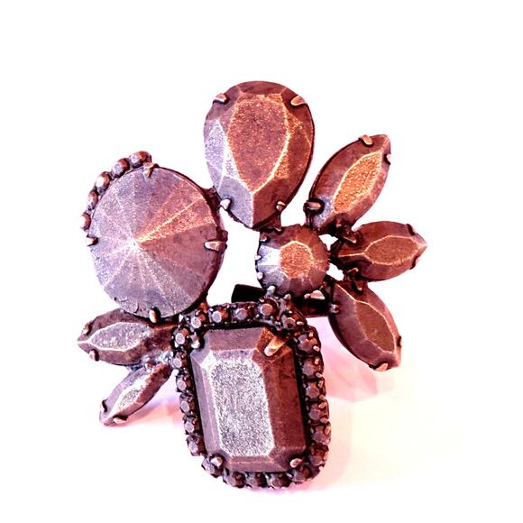 Joomi Lim Women's Brass Petal Pyramid Geo Oversized Statement Ring Sz 8 - Picture 5 of 8